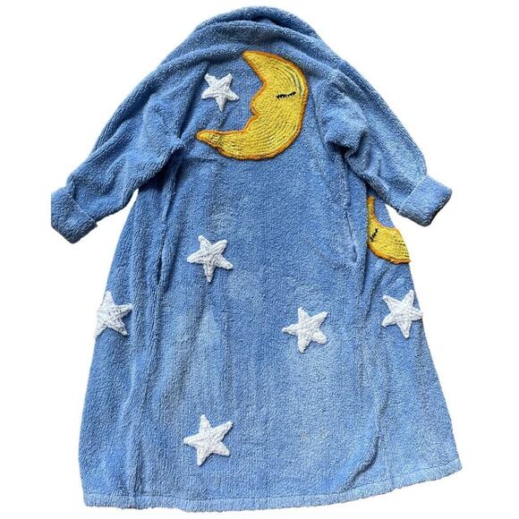 Canyon Group Moon & Stars Robe | Chenille Vintage 90s USA, S, Rare Design - Picture 2 of 9